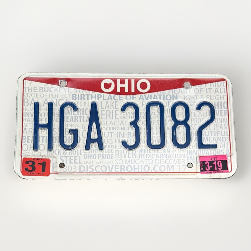 2019 Ohio Embossed License Plate # HGA 3082